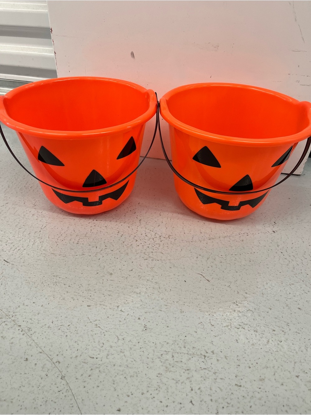 Halloween Pumpkin Treat Buckets - Orange Jack-O'-Lantern Set of 2